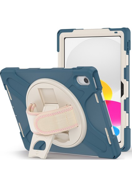 Ipad 10.9 (2022) Standı Pc Silikon 360 Derece Döndürme El Kayışı Sağlam Koruyucu Peygamber Çiçeği Tablet Kılıfı (Yurt Dışından)