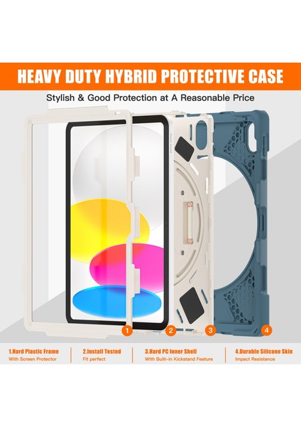 Ipad 10.9 (2022) Standı Pc Silikon 360 Derece Döndürme El Kayışı Sağlam Koruyucu Peygamber Çiçeği Tablet Kılıfı (Yurt Dışından) fiyatları