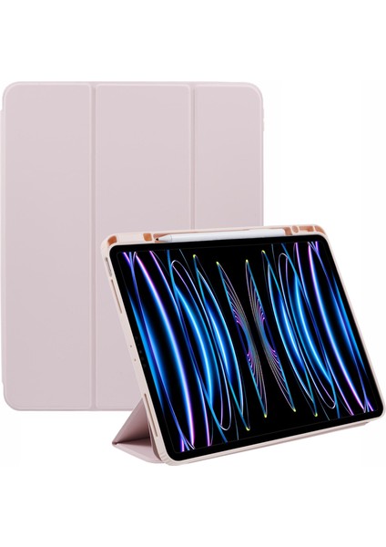 iPad Air 13 (2024) Deri Kalem Tutuculu Üç Katlı Stand Tablet Kılıfı (Yurt Dışından)