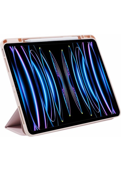iPad Air 13 (2024) Deri Kalem Tutuculu Üç Katlı Stand Tablet Kılıfı (Yurt Dışından)