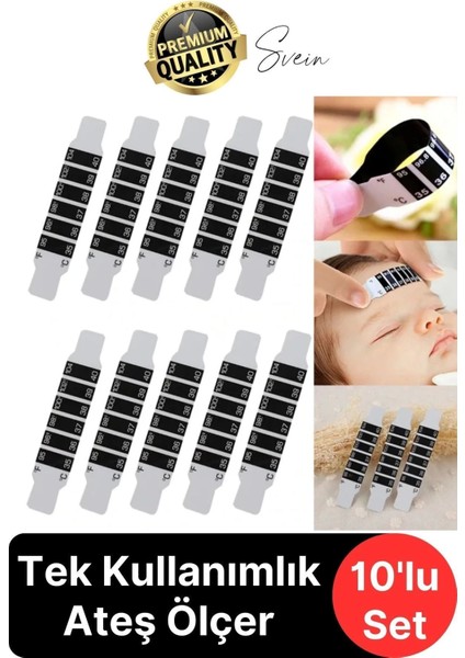 10'lu Alın Şerit Termometre Esnek Kullanımlık Su Süt Isı Ateş Vücut Bebek Çocuk Sıcaklık Ölçer
