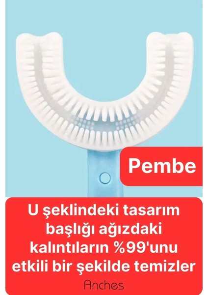 U Şeklinde Pratik Bebek Çocuk Diş Fırçası 360 Derece Temizlik Kolay Kullanım Yumuşak Silikon Fırça