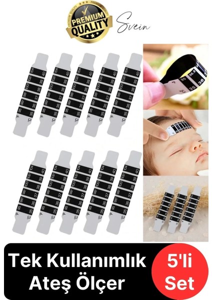 5'li Alın Şerit Termometre Esnek Kullanımlık Su Süt Isı Ateş Vücut Bebek Çocuk Sıcaklık Ölçer