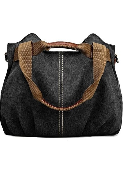 Fashion Smart Kadın Günlük Vintage Kanvas Üst Saplı Omuz Çantası (Yurt Dışından)