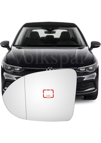 Golf 8 2021-2024 Model Arası Uyumlu Sol Sürücü Tarafı Dış Ayna Camı Elektrikli Isıtmalı