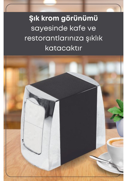 1 Adet Krom Detaylı Çift Taraflı Yaylı  Peçetelik Kafe Restaurant Lokanta Büfe Otel Peçetelik