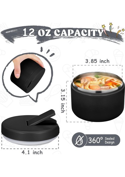 ，，12 Oz Çocuk Çorbası Yalıtımlı Vakumlu Gıda Kavanozu, Geçmeli Kapaklı (Yurt Dışından)