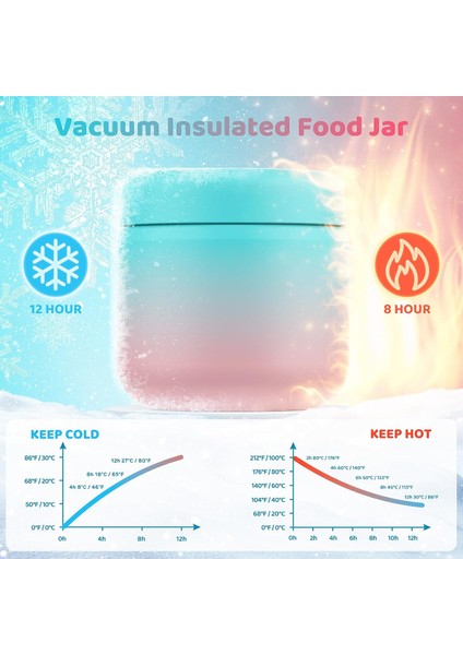 Çocuk Yalıtımlı Mama Kavanozu - 13.5 Oz Çocuk Yalıtımlı Paslanmaz Çelik Öğle Yemeği Kabı Geniş Ağızlı Sızdırmaz Kapak Kızların Mührü (Şeker Rengi) (Yurt Dışından)