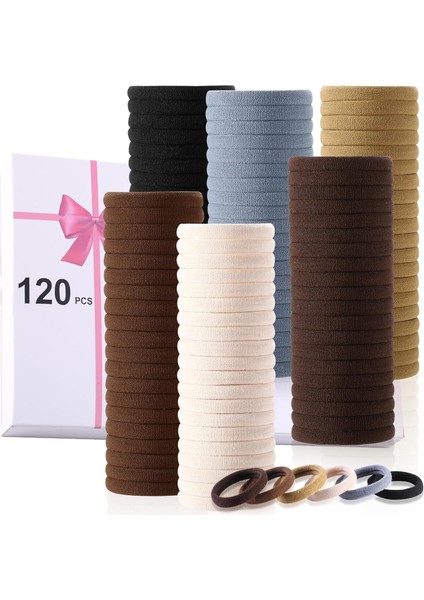 120PCS Non-Damaging Hair Bands For Women's Thick Hair, Large Soft Seamless Nylon Elastic Hair Bands, Ponytail Hair Clips, Hair Bands, Women's Hair Accessories, Neutral Colors 2 (Yurt Dışından)