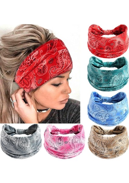 Pack Wide Headbands Women's Bohemian Twist Headbands Elastic Non-Slip Thick Hairbands Sports Yoga Turban Hair Accessories (Yurt Dışından) fiyatları