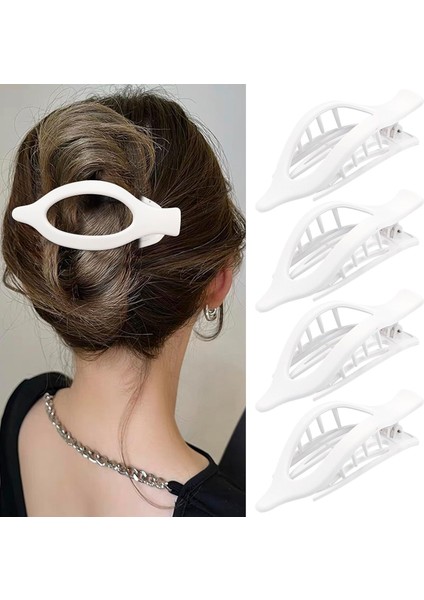Women's Flat Hairpins Thick And Thin Hair French Concord Crocodile Hairpins Large Hairpins 4 Pieces Matte Duck Down Hairpins (Yurt Dışından)