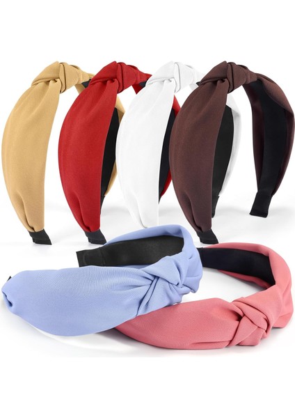 Women Girls Headbands 6 Pieces Fashion Top Knotted Headbands - Womens Knotted Headbands Wide Band Hairband Hair Accessories (Yurt Dışından)