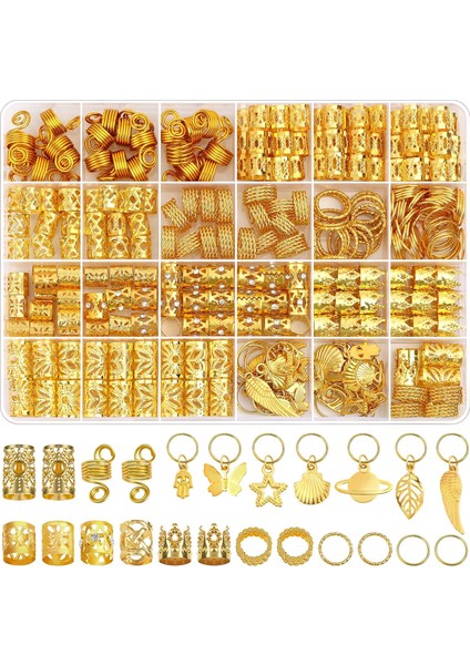 280PCS Women Hair Accessories Braid Hair Ties Loc Jewelry For Long Braids Adjustable Gold Hair Tie Ring Hair Accessories For Braids Decoration Long Hair Locks Accessories (Yurt Dışından)
