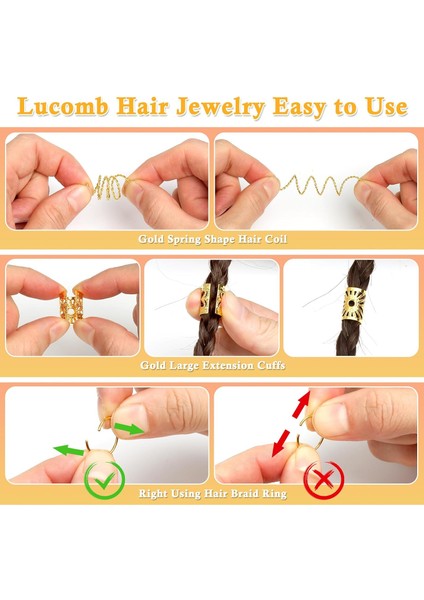 280PCS Women Hair Accessories Braid Hair Ties Loc Jewelry For Long Braids Adjustable Gold Hair Tie Ring Hair Accessories For Braids Decoration Long Hair Locks Accessories (Yurt Dışından) modelleri