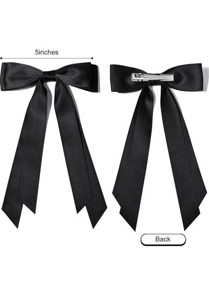 Pieces Silky Satin Bow Hair Clip Beige Black Hairband Ponytail Holder Accessories Metal Clip Bow Women Girls Children (Yurt Dışından)