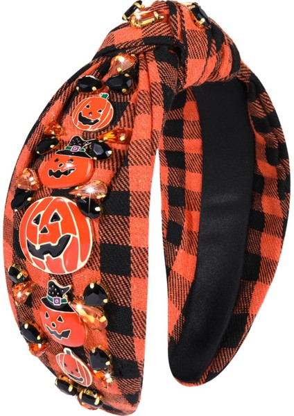 Halloween Headband Women's Ghost Pumpkin Spider Ghost Head Knotted Headband Decoration Wide Top Knot Headband Halloween Hair Accessories Costume Party Gift (Yurt Dışından)