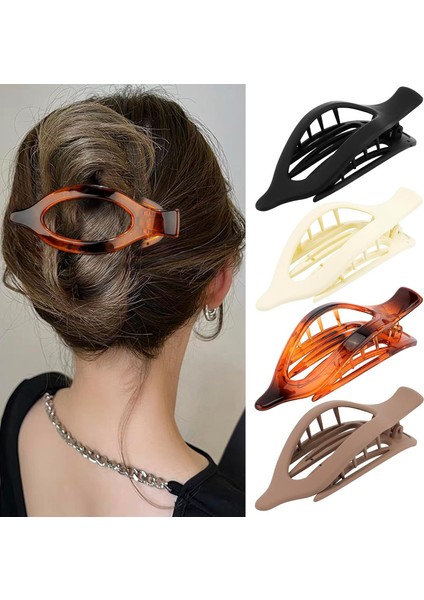 Women's Flat Hairpins Thick And Thin Hair French Concord Crocodile Hairpins Large Hairpins 4 Pieces Matte Duck Down Hairpins (Yurt Dışından) fiyatları