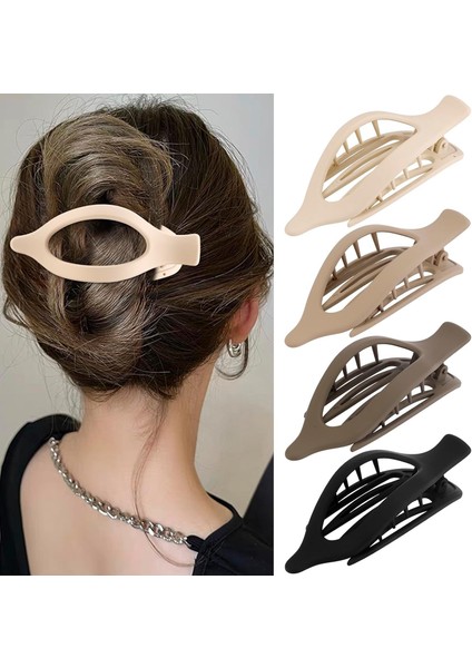 Women's Flat Hairpins Thick And Thin Hair French Concord Crocodile Hairpins Large Hairpins 4 Pieces Matte Duck Down Hairpins (Yurt Dışından)