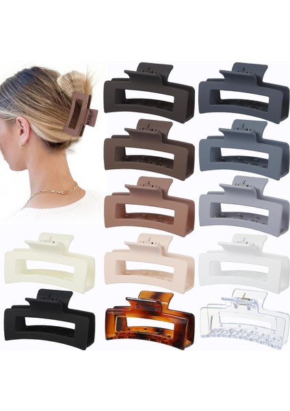 3.5 Inch Medium Hair Clips 12 Pieces Square Claw Clips For Thick And Thin Hair Rectangular Hair Clips Jaw Clips Bulk Hair Accessories For Women And Girls (Yurt Dışından) fiyatları