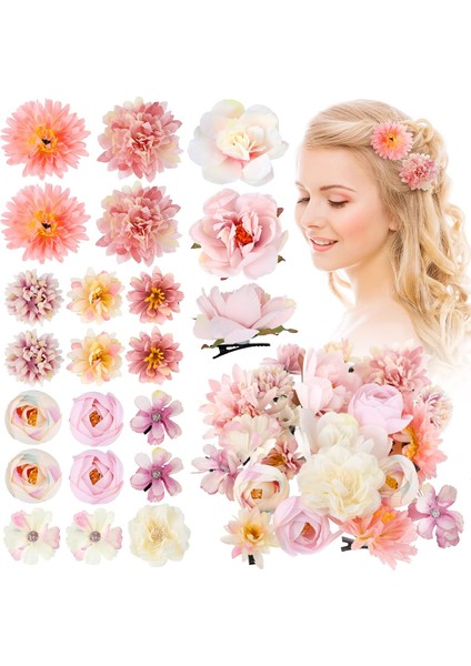 21PCS Flower Hairpins Rose Hairpins Women Hairpins Flower Hair Accessories Bohemian Bridal Claw Clips Hairpins Hairpins Girls Wedding Headdresses (Yurt Dışından)