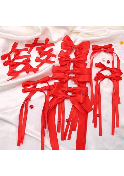 20PCS Women Girls Red Bow Ribbon Bow Hair Clips Ribbon Clips Solid Metal Bow Hair Clips With 8 Styles Cute Accessories (Yurt Dışından) fiyatları