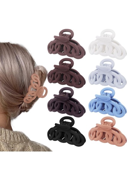 Thin Hair Hair Clips 8 Pieces Claw Clips For Thin Fine Hair Medium Hair Clips Women Hair Accessories Non-Slip French Design Hair Clips Banana Clips (Yurt Dışından)