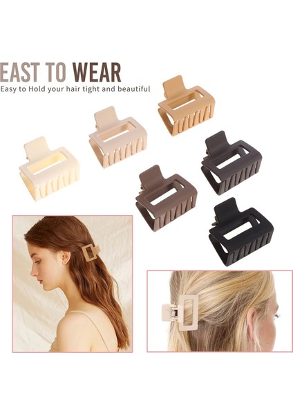 12 Pack Square Claw Clips Large And Small Unisex Rectangular Hair Non-Slip Matte Large Hair Clips For Women Strong Hold Chin Clips Thick And Thin (Yurt Dışından)