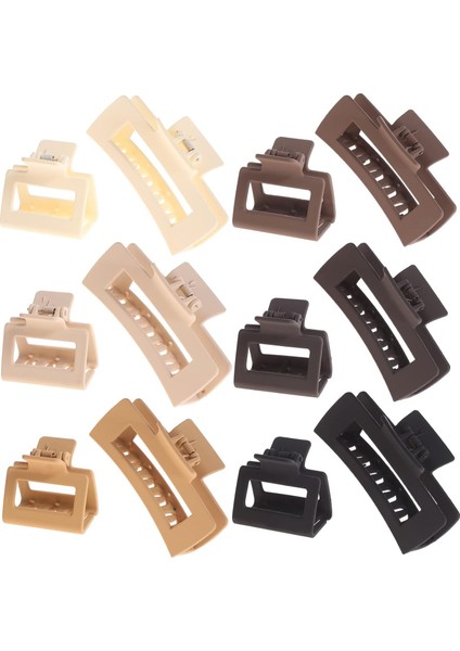 12 Pack Square Claw Clips Large And Small Unisex Rectangular Hair Non-Slip Matte Large Hair Clips For Women Strong Hold Chin Clips Thick And Thin (Yurt Dışından)