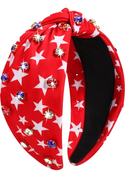Headband Red Star Wide Knotted Headband Women Girls Water,, Patriotic Headband Party Hair Accessories Gift (Yurt Dışından)
