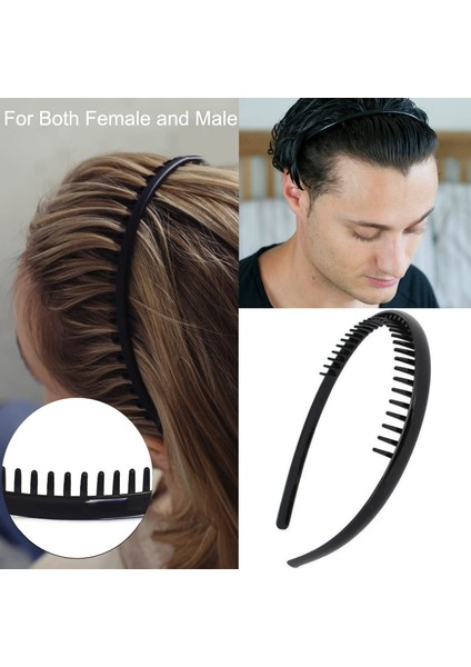 Pieces Fashion Non-Slip Plastic Headband With Tooth Comb Black Skinny Hairband For Women Men Teens Girls (Yurt Dışından)