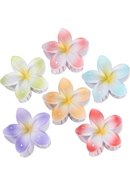 Flower Hair Clips 6pcs Hawaiian Claw Clips Holiday Hibiscus Hair Clips Cute Big Hair Clips For Thick And Thin Hair Plum Blossom Hair Accessories Women Girls (Yurt Dışından)