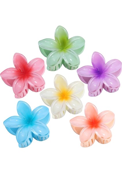 Flower Hair Clips 6pcs Hawaiian Claw Clips Holiday Hibiscus Hair Clips Cute Big Hair Clips For Thick And Thin Hair Plum Blossom Hair Accessories Women Girls (Yurt Dışından) fiyatları