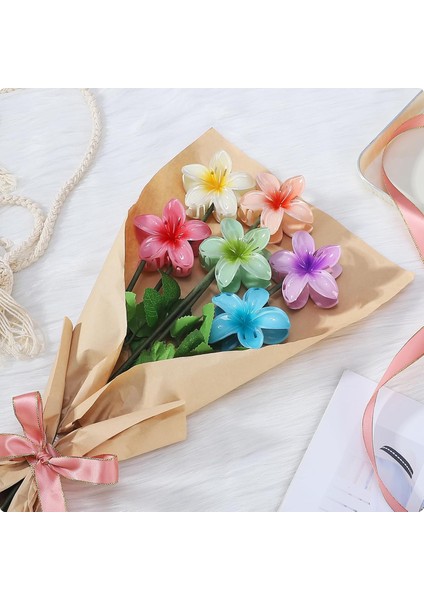 Flower Hair Clips 6pcs Hawaiian Claw Clips Holiday Hibiscus Hair Clips Cute Big Hair Clips For Thick And Thin Hair Plum Blossom Hair Accessories Women Girls (Yurt Dışından) modelleri