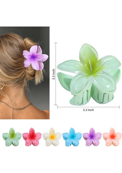 Flower Hair Clips 6pcs Hawaiian Claw Clips Holiday Hibiscus Hair Clips Cute Big Hair Clips For Thick And Thin Hair Plum Blossom Hair Accessories Women Girls (Yurt Dışından) fırsatları
