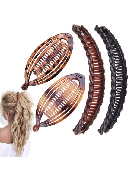 Pieces Hair Clips Retro Hair Cutting Comb Tools For Thick Curly Hair Accessories Fishtail Double Banana Clips Set For Women Girls (Yurt Dışından)