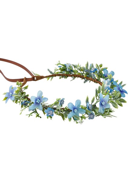 Handmade Blue Flower Crown Garland Women Girls Headband Bridal Tiara Hair Accessories Halo Tiara Suitable For Weeding Party Festival Birthday (Yurt Dışından) fiyatları