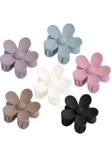 Matte Flower Hair Clips Big Claw Clips For Women's Thick Hair Big Cute Hair Clips Non-Slip Strong Fixation For Women's Thin Hair Ladies Girls Hair Accessories 6 Colors (Yurt Dışından)