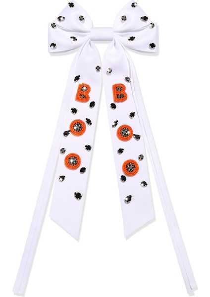 Halloween Hair Bow Women Beaded Ghost Hairpin Long Tail Satin Bow Hairpin Halloween Hair Accessories Women (Yurt Dışından) fırsatları