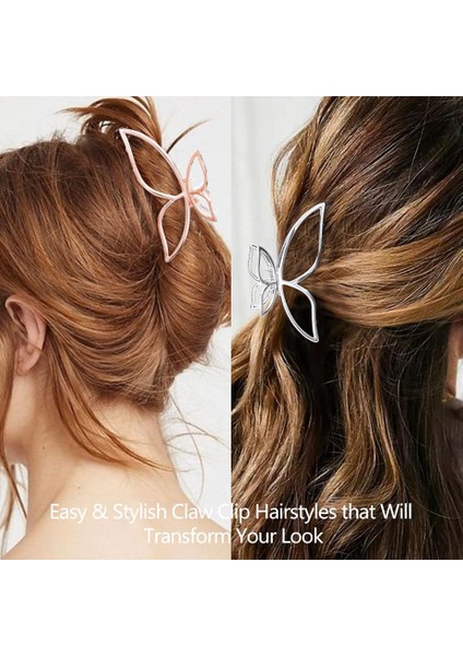 Butterfly Claw Clip Metal Hair Clip 4.3 Inch Gold Hair Clip Women's Non-Slip Cute Hair Clip Fashion Hair Shark Accessories (Butterfly) (Yurt Dışından) modelleri