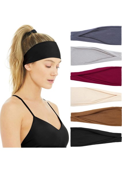 Women's Elastic Headband Lady Hair Non-Slip Wide Thick Headband Fashion Soft Fabric Women's Headband Short Hair Accessories 6 Pack (Yurt Dışından)