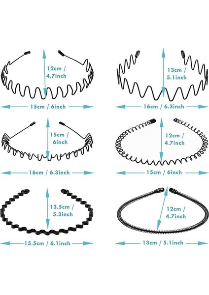 Metal Headband Fashion Women's Headband Unisex Wave Headband Outdoor Sports Headband Simple Elastic Non-Slip Hair Accessories (6 Pack) (Yurt Dışından) modelleri