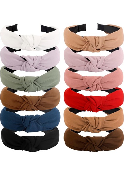 Hairbands 12 Pack Colorful Headbands Women Non-Slip Wide Girls Headbands Cute Bohemian Natural Knotted Headband Hair Accessories Women Fashion (Yurt Dışından)