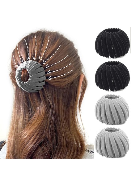 Set Of Bird's Nest Magic Hair Clips Hairband Bun Maker Thick Thin Hair Hair Clips Expandable Hair Clips Suitable For Women Ponytail Clips Hairband (Yurt Dışından)