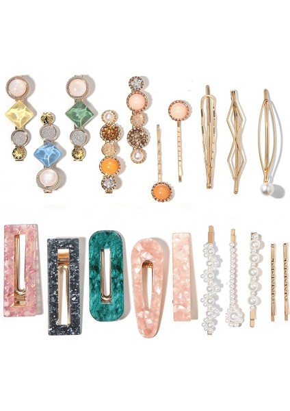 20PCS Macaron Acrylic Resin Fashion Hair Clips Set Cute Hair Clips Hairpins Accessories Hair Styling Tools Women (Yurt Dışından)
