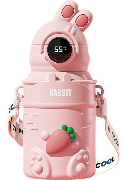 Çizgi Film Çocuk Güzel Görünümlü Öğrenci Termos Bardak Askılı ve Pipetli (Yurt Dışından)