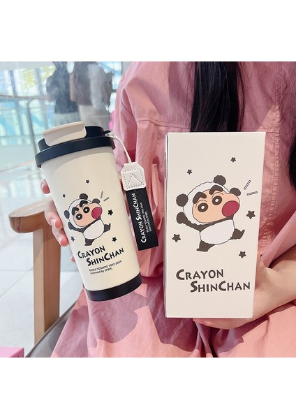 Erkekler ve Kadınlar Için 500 ml Yeni Crayon Shin-Chan Termos Bardak 2024 Yüksek Görünümlü Paslanmaz Çelik Kahve Fincanı Halatlı Saman Bardak (Yurt Dışından)
