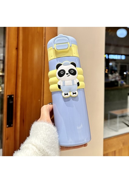 Yeni Çift Içecek Kırmızı Panda Büyük Kapasiteli Termos Bardak Çocuk Sevimli Pipetli Bardak 316 Paslanmaz Çelik Taşınabilir Halat Bardak 500 ml (Yurt Dışından)