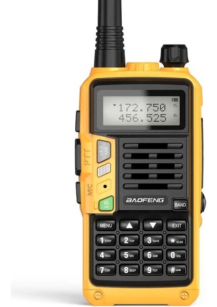 Baofeng Uvs9 Plus 8W 2200MAH Fm Uhf/vhf El Telsiz +Yedek Batarya Sarı