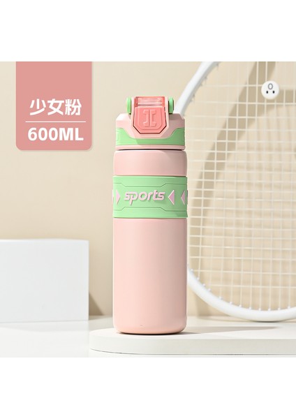 600 ml Spor Su Şişesi Termos Bardak 316 Paslanmaz Çelik Hasır Su Bardağı Isı Yalıtımı Soğuk Taşınabilir Açık Sıçrayan Öğrenci Fincan (Yurt Dışından)
