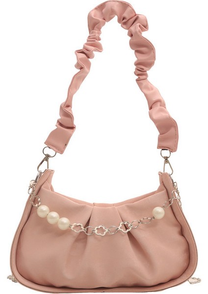 Moda Rahat Çanta Kadın Çantaları 2024 Ilkbahar ve Sonbahar Yeni Trendy Tek Omuz Koltuk Altı Çantası Pilili Bulut Crossbody Çanta (Yurt Dışından)
